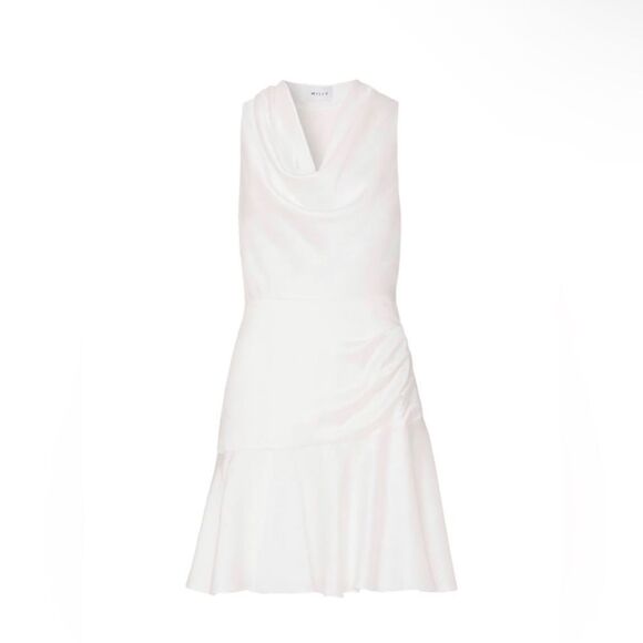 Milly NWT Nia Satin Cowl Dress in White Size 8 - Picture 2 of 7